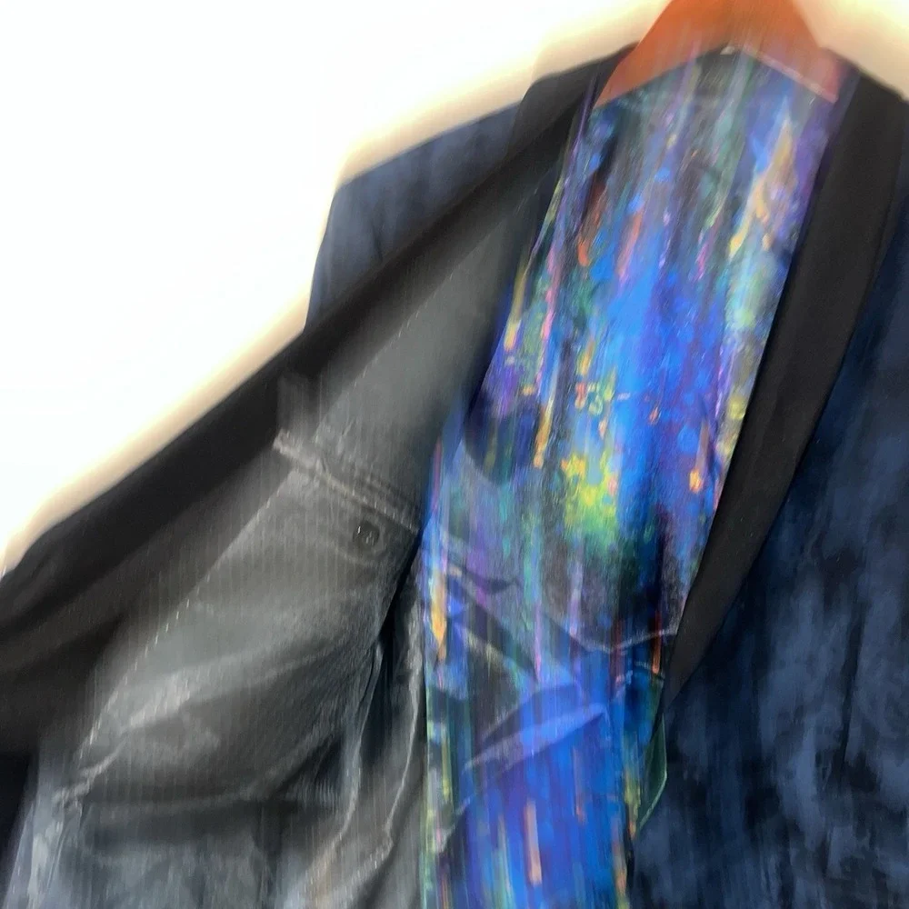 Giovanni Testi Blazer Mens 42S Navy Blue Bold Colorful Lining Slim GT2SS-2169